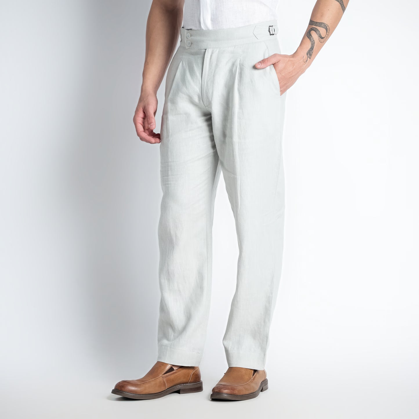 Regent – Tailored Gurkha Linen Trousers – Celesta