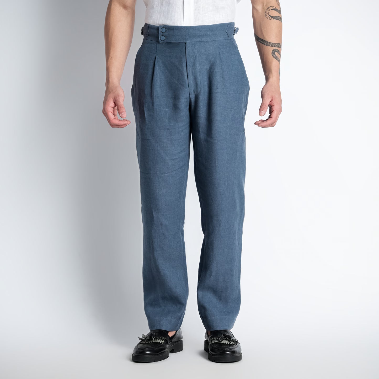 Regent – Tailored Gurkha Linen Trousers – Pacific