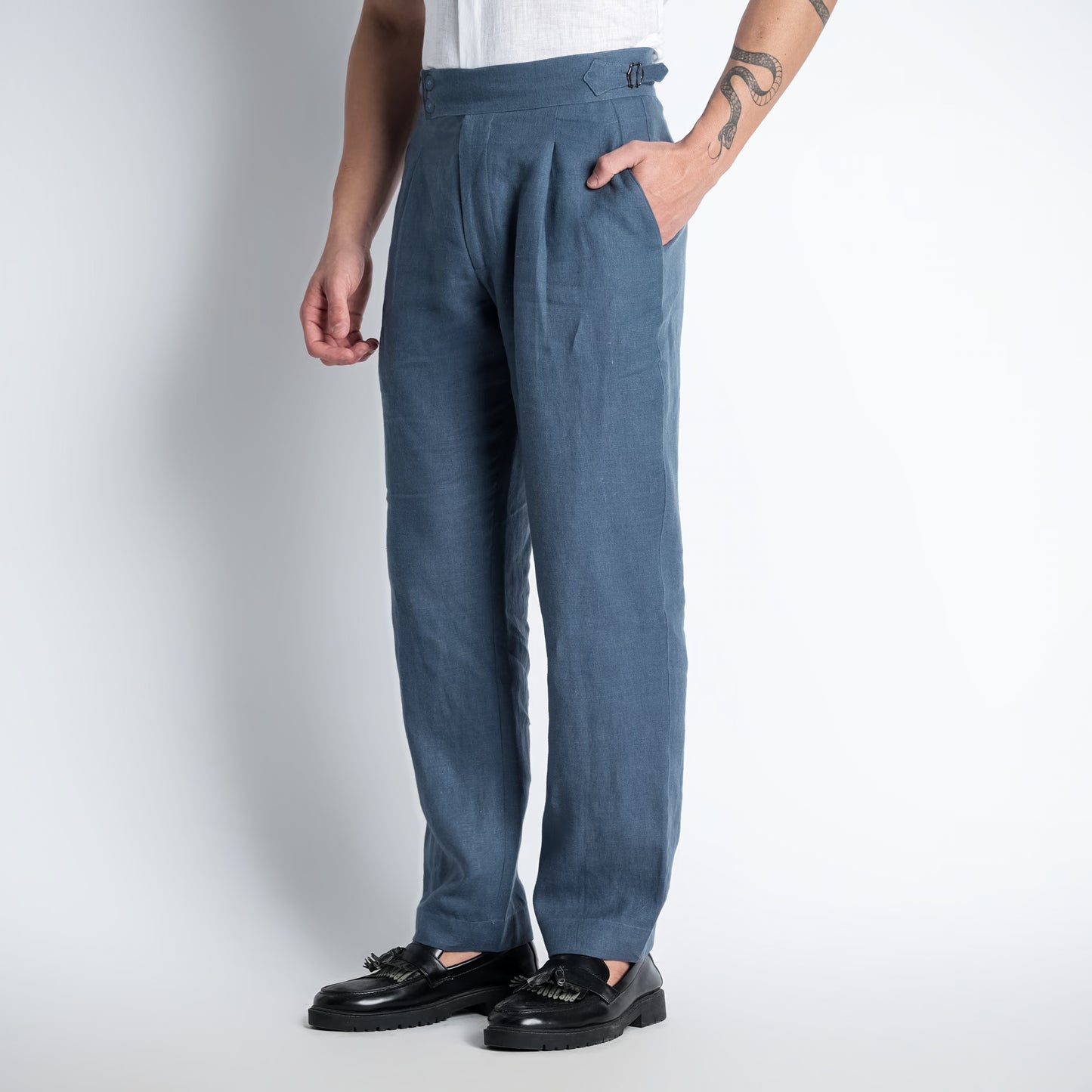 Regent – Tailored Gurkha Linen Trousers – Pacific