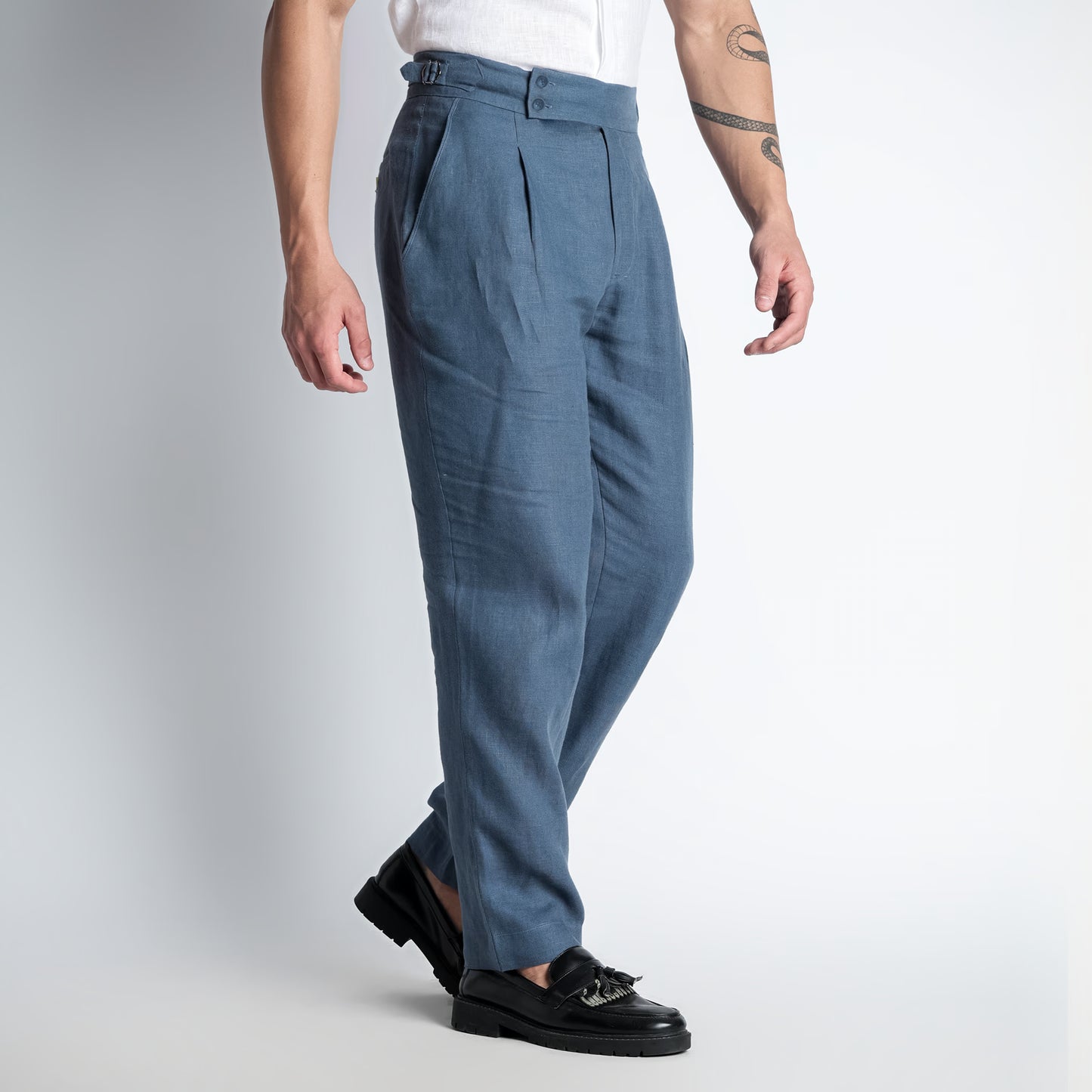 Regent – Tailored Gurkha Linen Trousers – Pacific