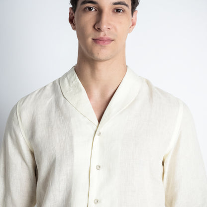 Serpent – Premium Shawl Collar Linen Shirt – Butter