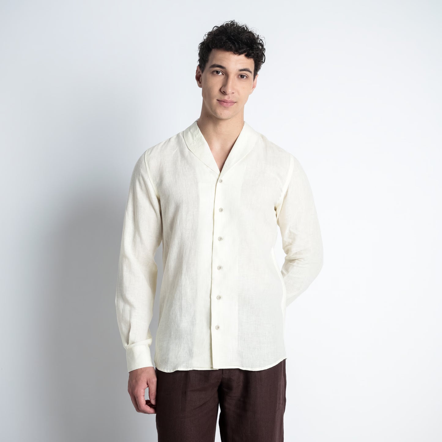 Serpent – Premium Shawl Collar Linen Shirt – Butter