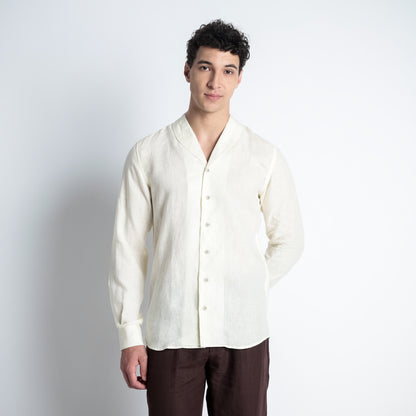 Serpent – Premium Shawl Collar Linen Shirt – Butter