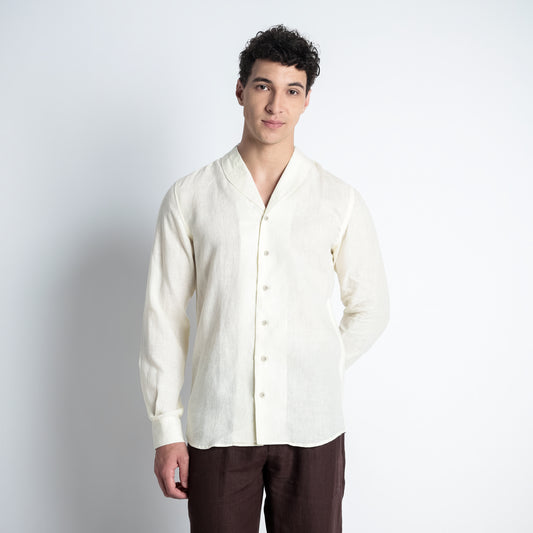 Serpent – Premium Shawl Collar Linen Shirt – Butter