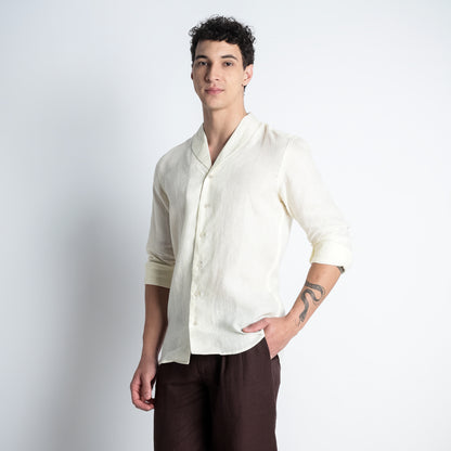 Serpent – Premium Shawl Collar Linen Shirt – Butter