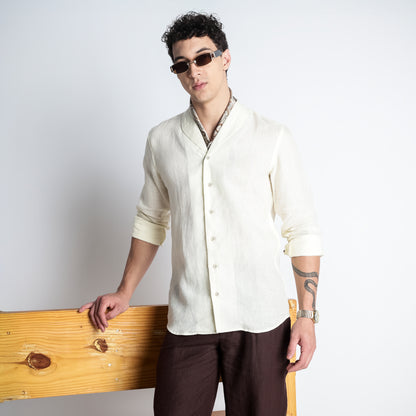 Serpent – Premium Shawl Collar Linen Shirt – Butter