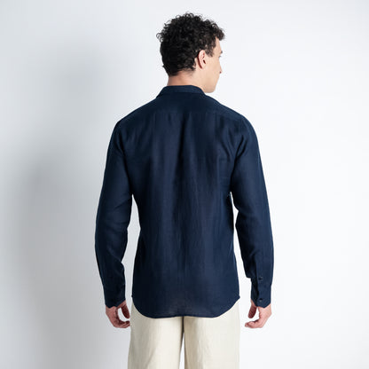 Serpent – Premium Shawl Collar Linen Shirt – Indigo