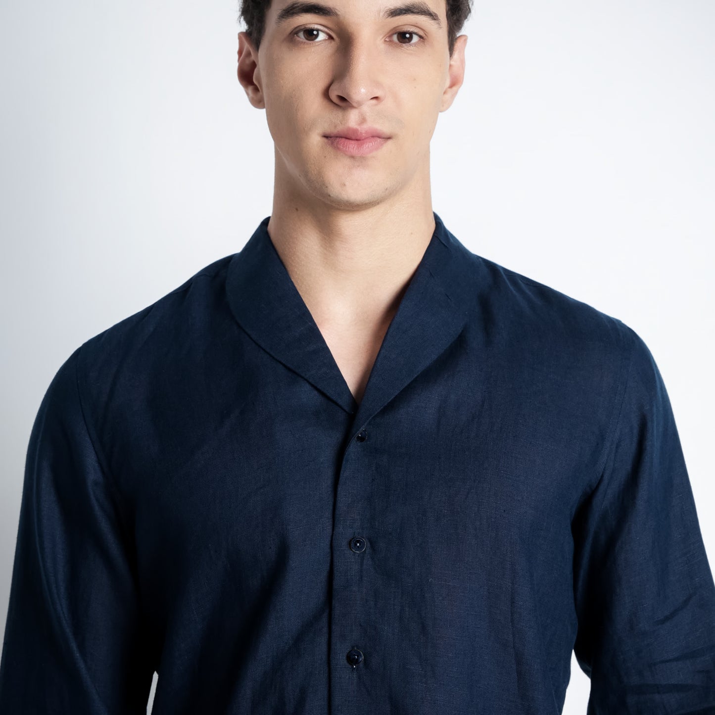 Serpent – Premium Shawl Collar Linen Shirt – Indigo