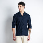 Serpent – Premium Shawl Collar Linen Shirt – Indigo