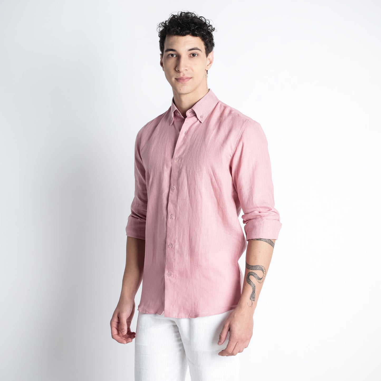 Countryman – Luxury Classic Button-Down 100% Pure Linen Shirt – Bud