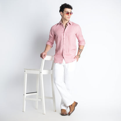 Countryman – Luxury Classic Button-Down 100% Pure Linen Shirt – Bud