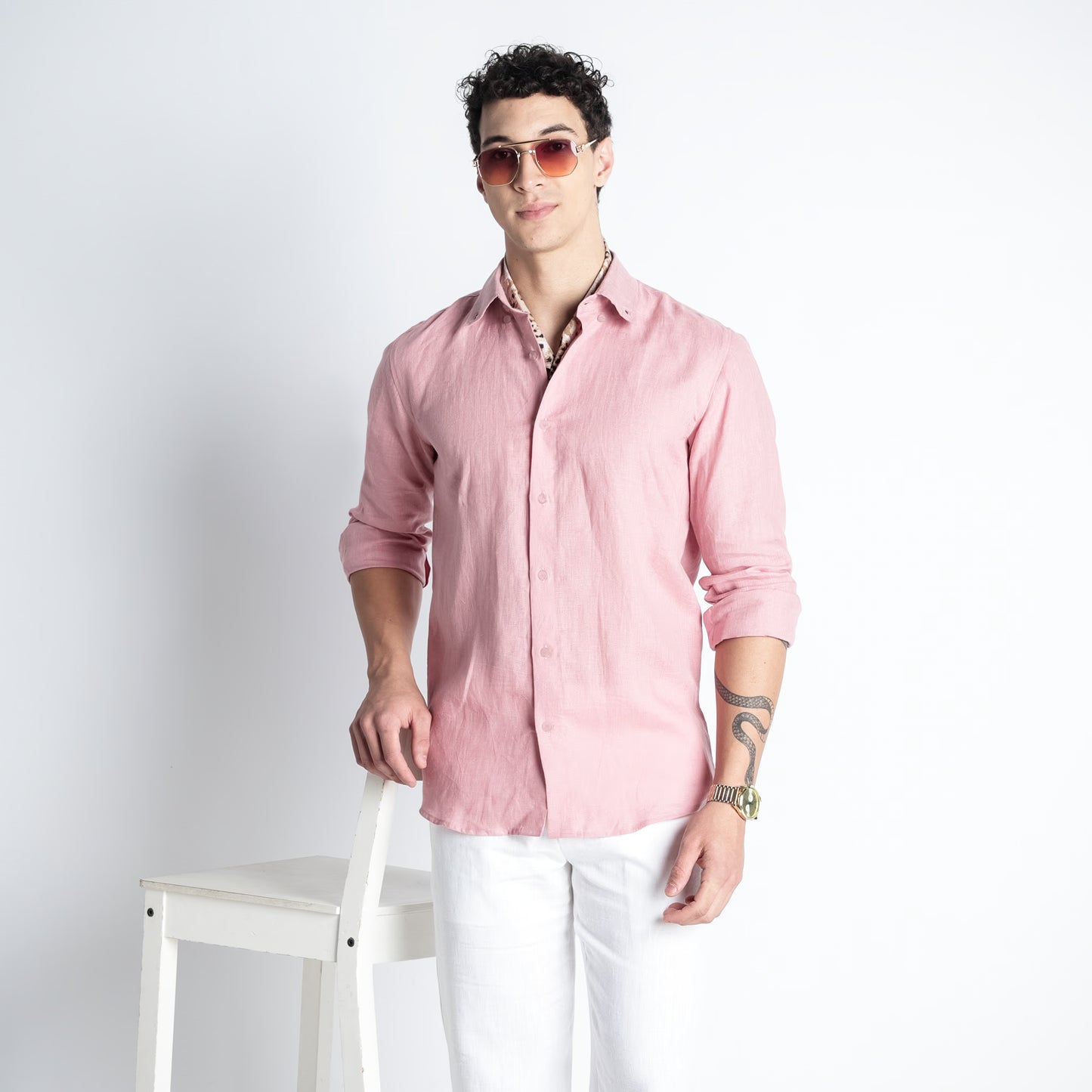 Countryman – Luxury Classic Button-Down 100% Pure Linen Shirt – Bud