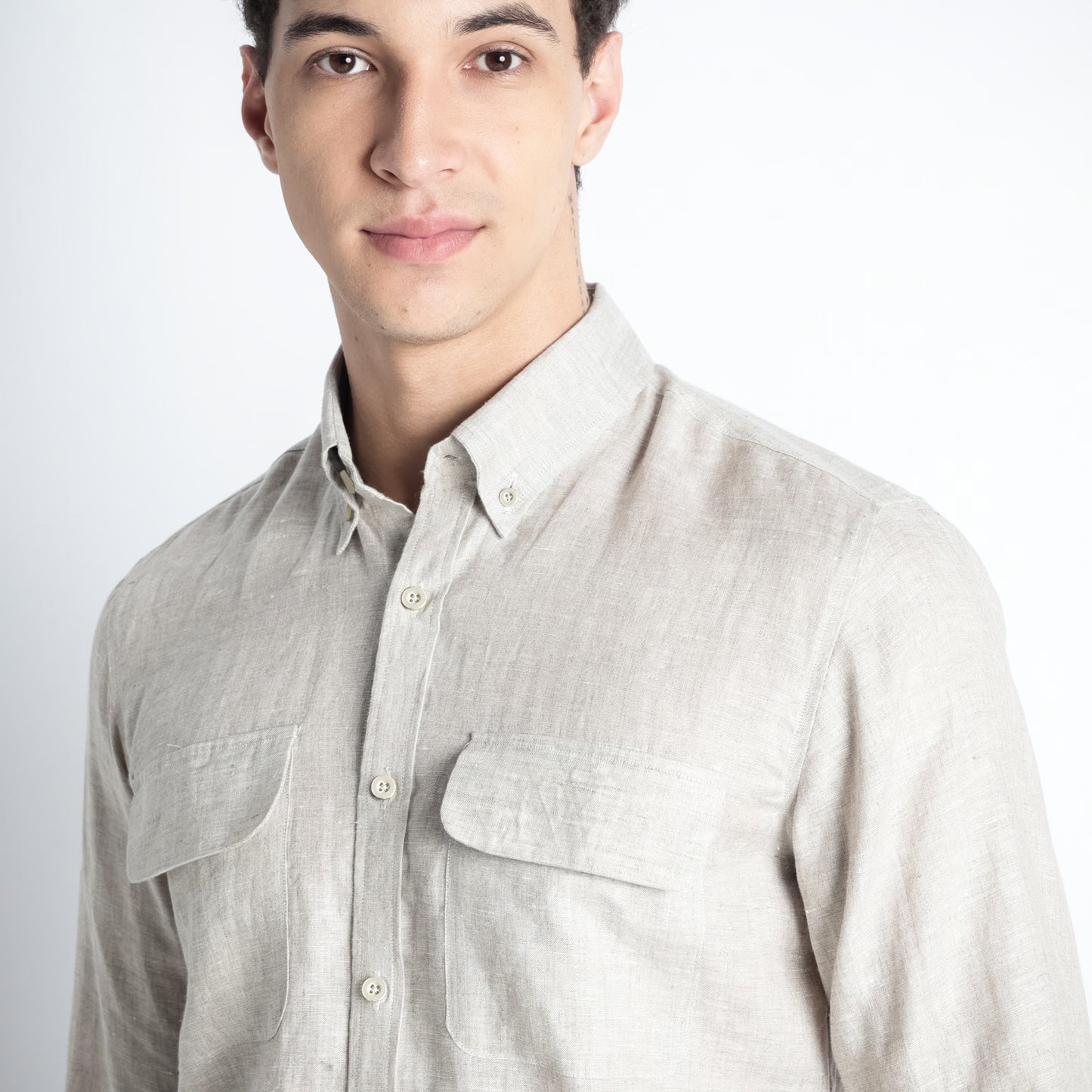 Texas – Classic American Double Pocket Linen Shirt – Sand