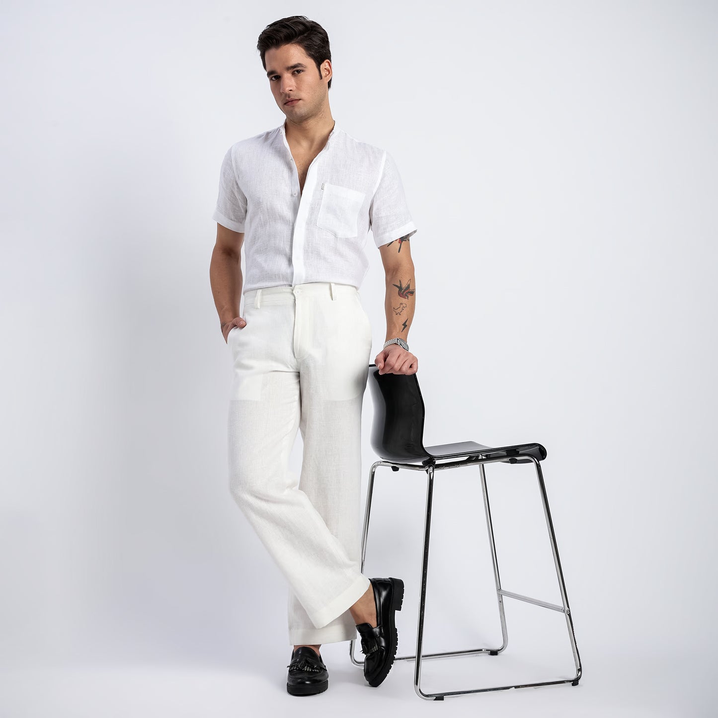 Beijing – Luxury Classic Straight Fit Pure Linen Trousers – Blanc