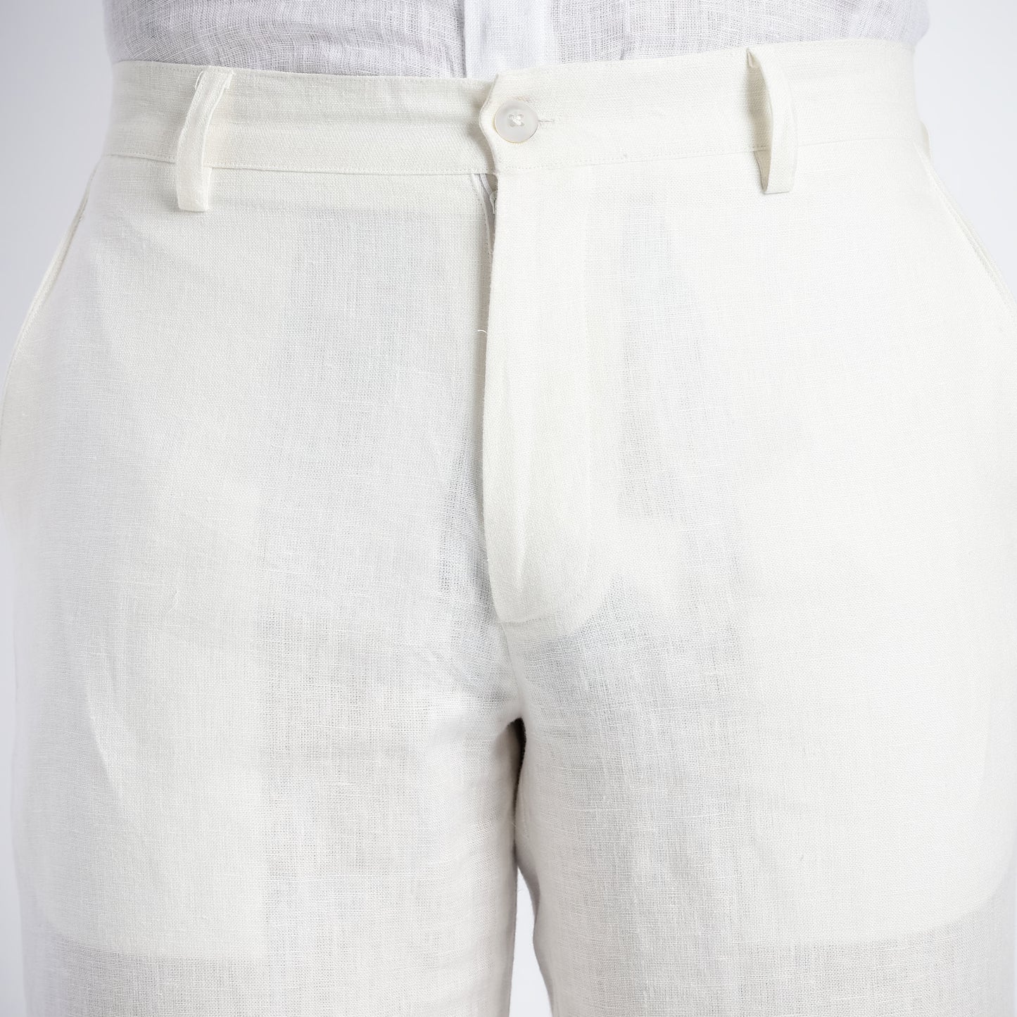 Beijing – Luxury Classic Straight Fit Pure Linen Trousers – Blanc