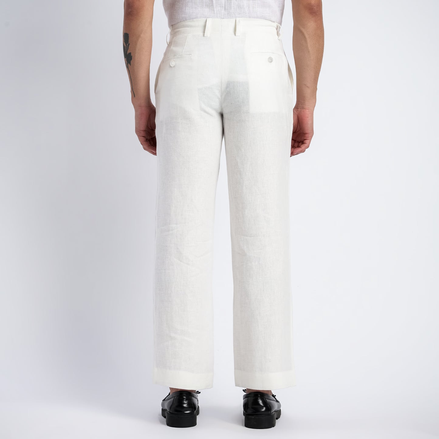 Beijing – Luxury Classic Straight Fit Pure Linen Trousers – Blanc
