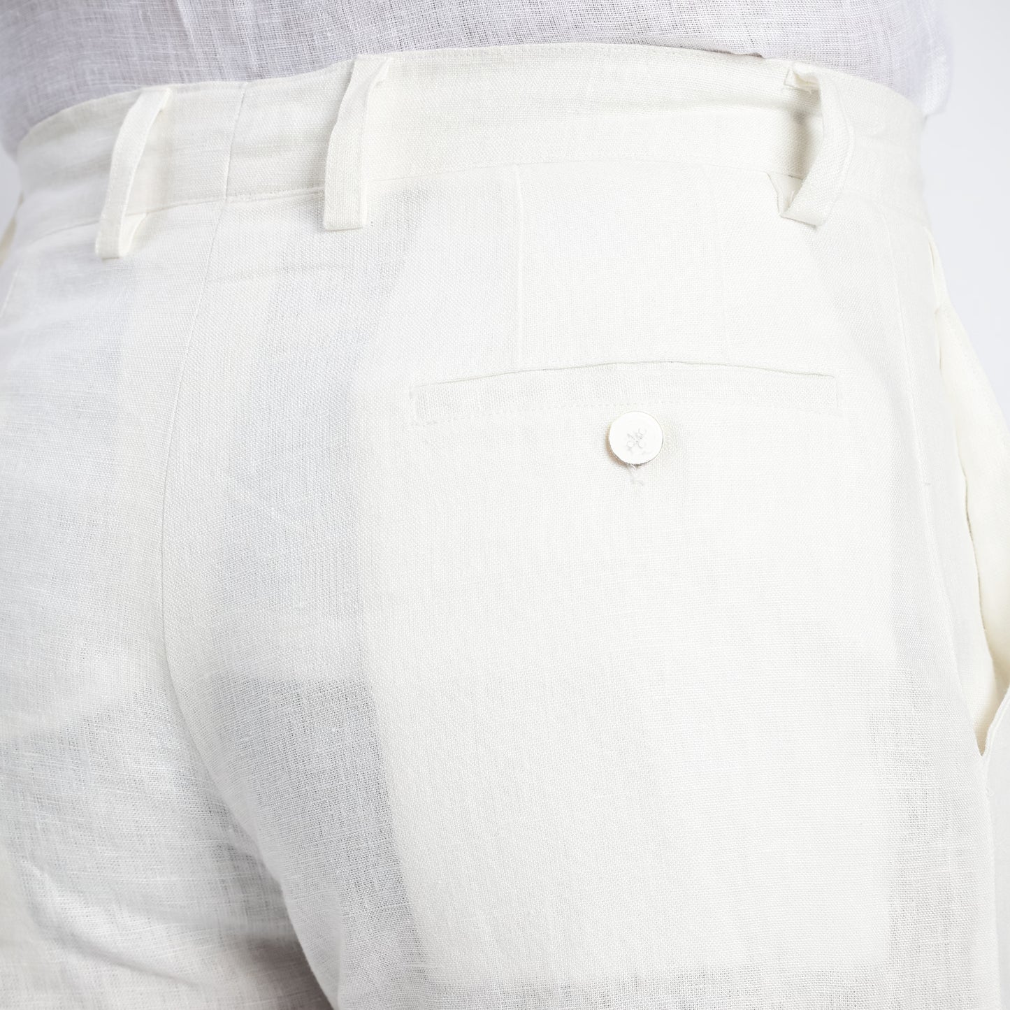 Beijing – Luxury Classic Straight Fit Pure Linen Trousers – Blanc