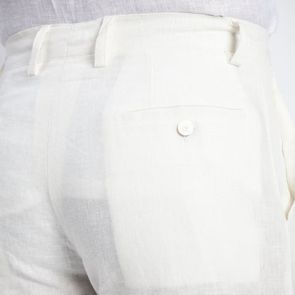 Beijing – Luxury Classic Straight Fit Pure Linen Trousers – Blanc