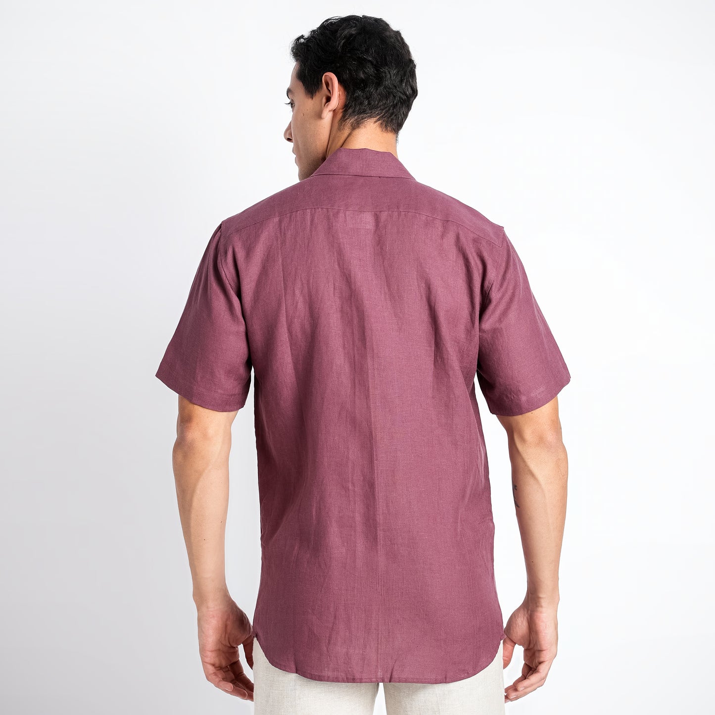 Riviera – Resort Collar Linen Shirt – Wine