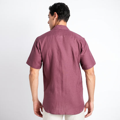 Riviera – Resort Collar Linen Shirt – Wine