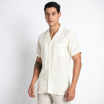 Riviera – Resort Collar Linen Shirt – Butter