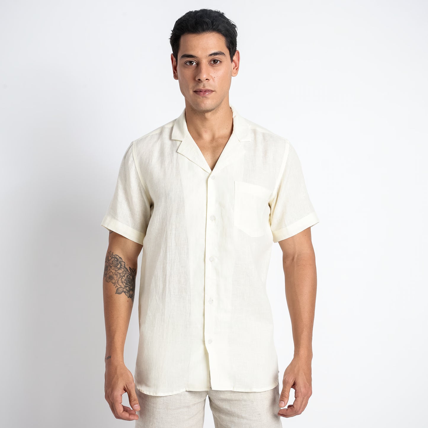 Riviera – Resort Collar Linen Shirt – Butter