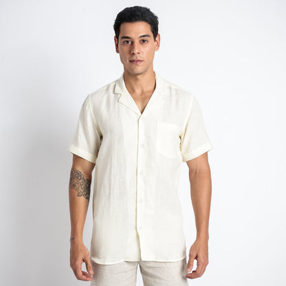 Riviera – Resort Collar Linen Shirt – Butter