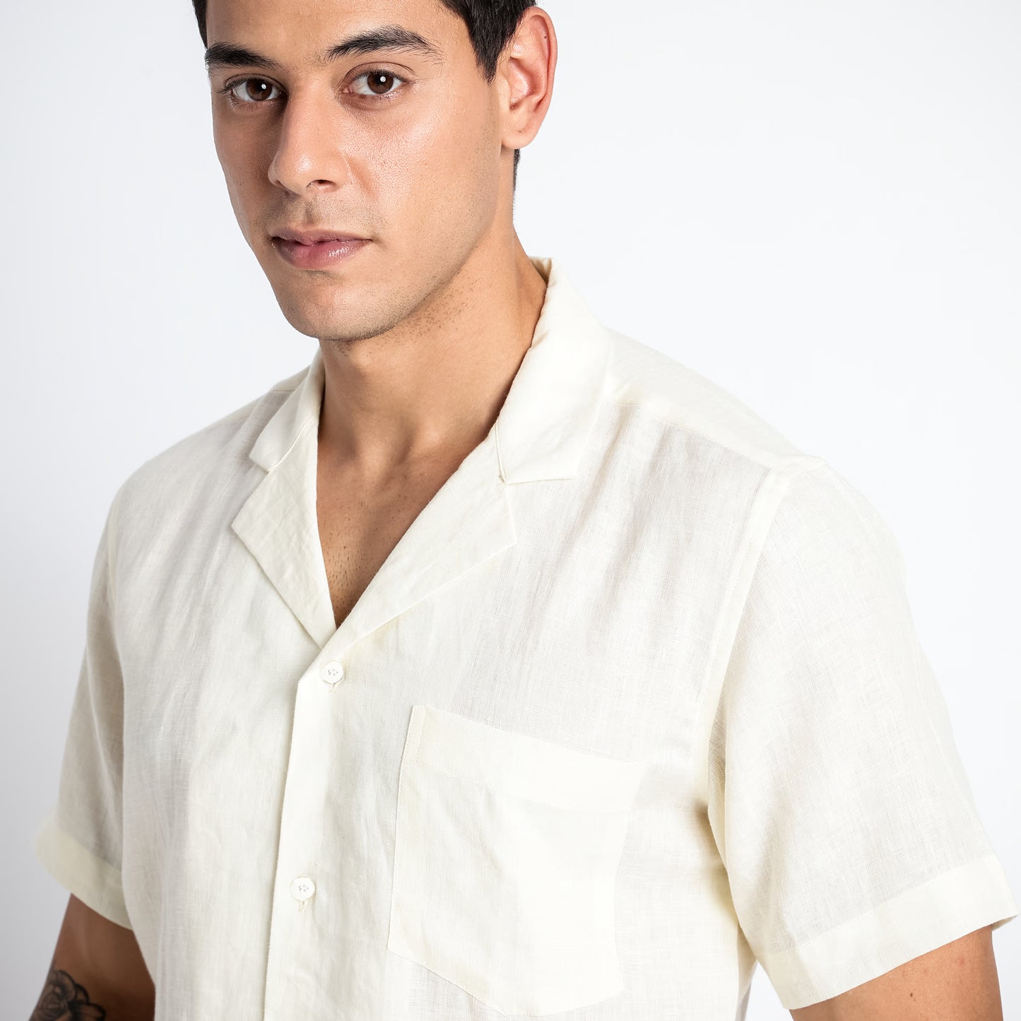 Riviera – Resort Collar Linen Shirt – Butter