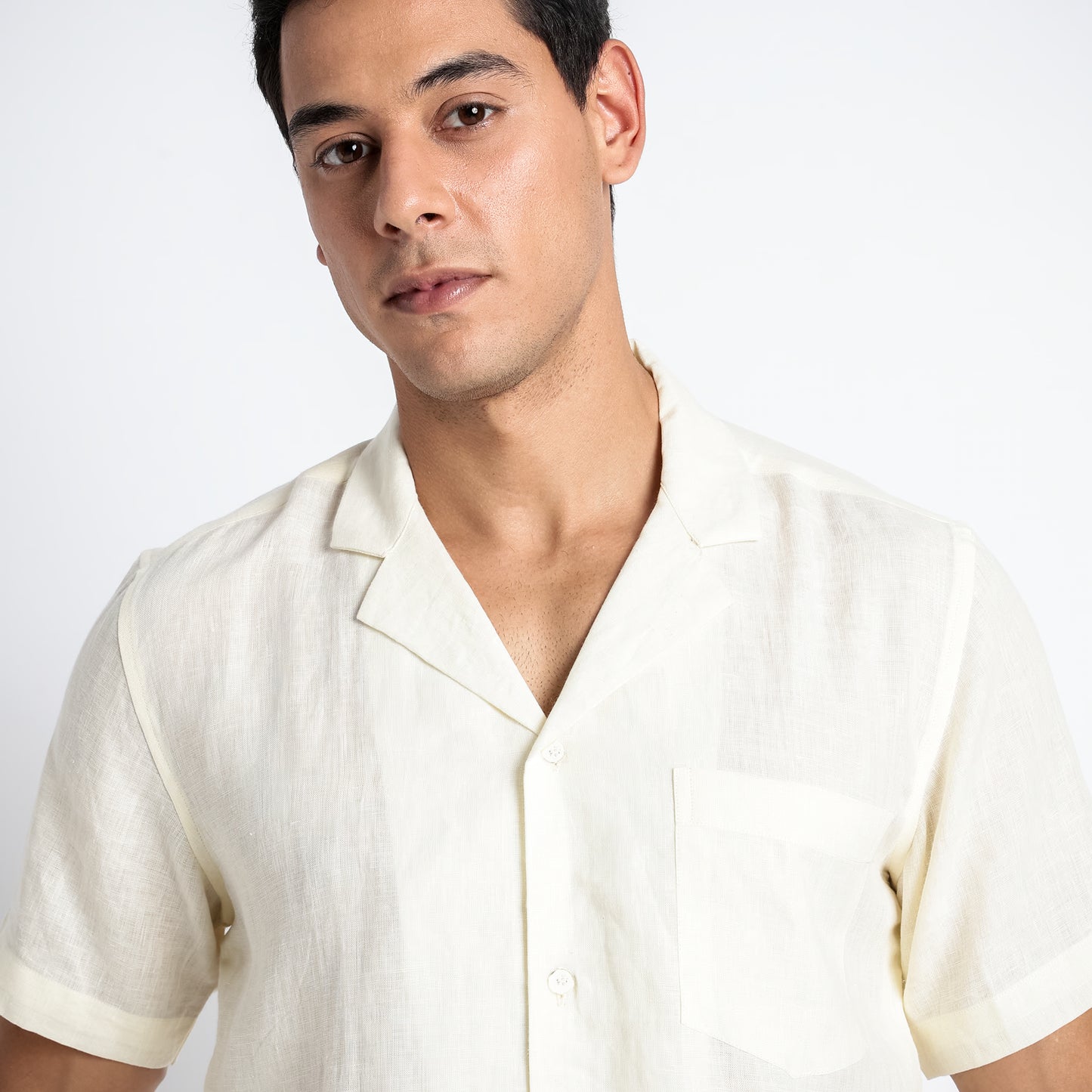 Riviera – Resort Collar Linen Shirt – Butter