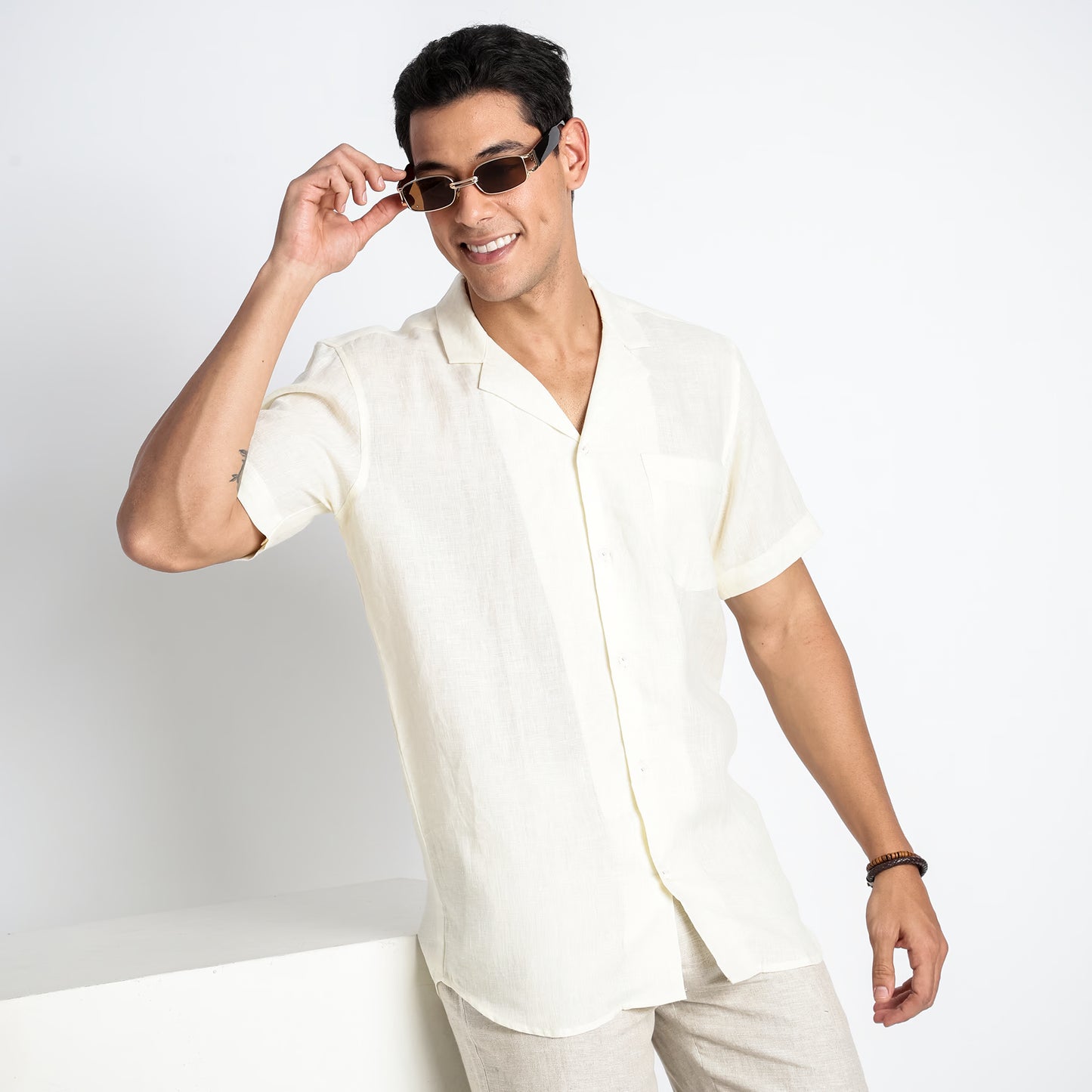 Riviera – Resort Collar Linen Shirt – Butter