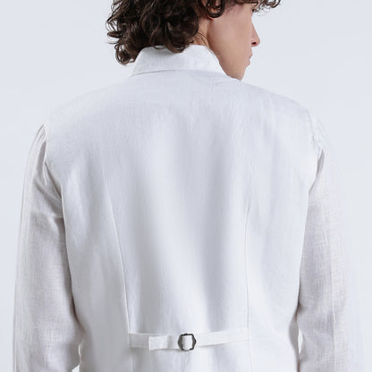 Rico – Luxury Tailored 25 Lea Pure Linen Waistcoat – Blanc