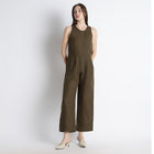 Velora – Sleeveless Wide-Leg Linen Jumpsuit – Dark Olive