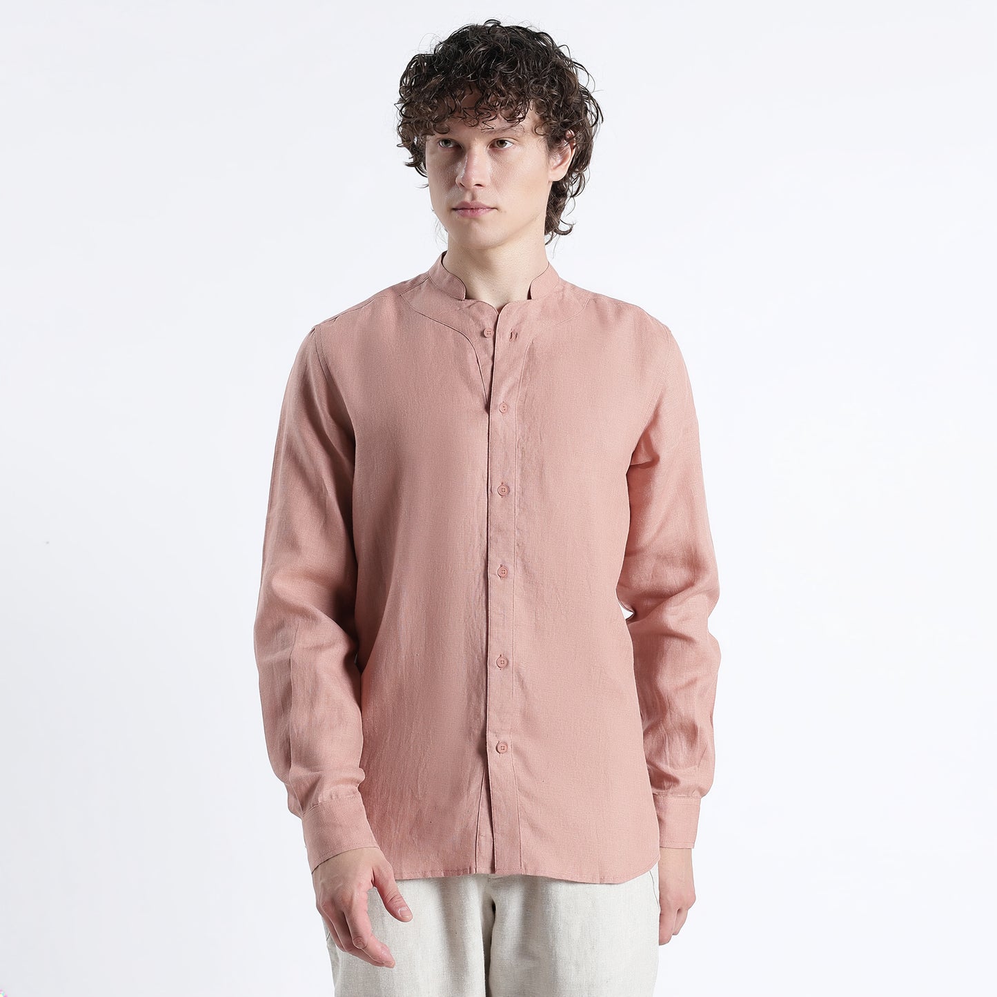 Ruvido – Premium Curved Yoke Linen Shirt – Clay