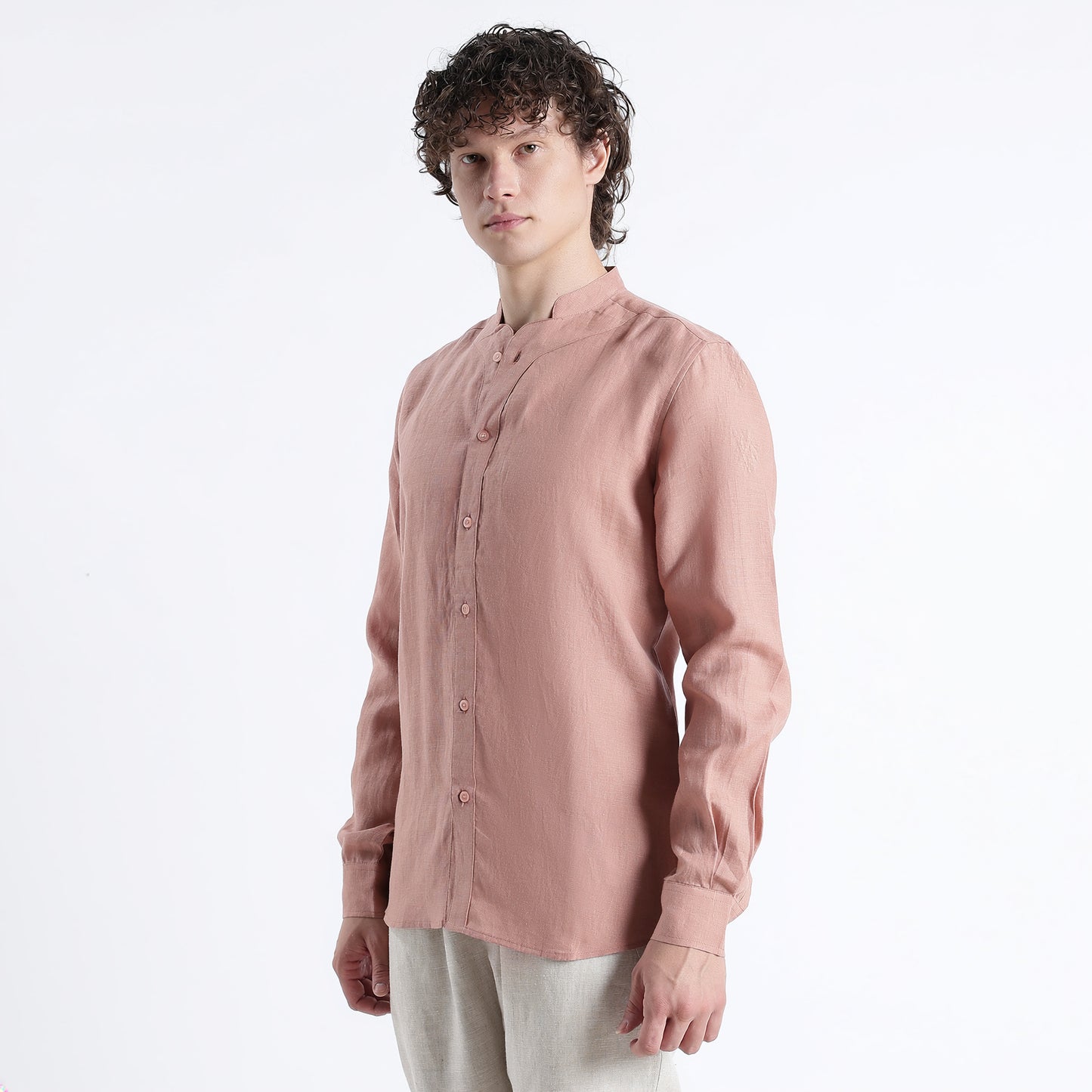 Ruvido – Premium Curved Yoke Linen Shirt – Clay