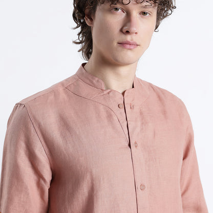 Ruvido – Premium Curved Yoke Linen Shirt – Clay