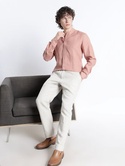 Ruvido – Premium Curved Yoke Linen Shirt – Clay