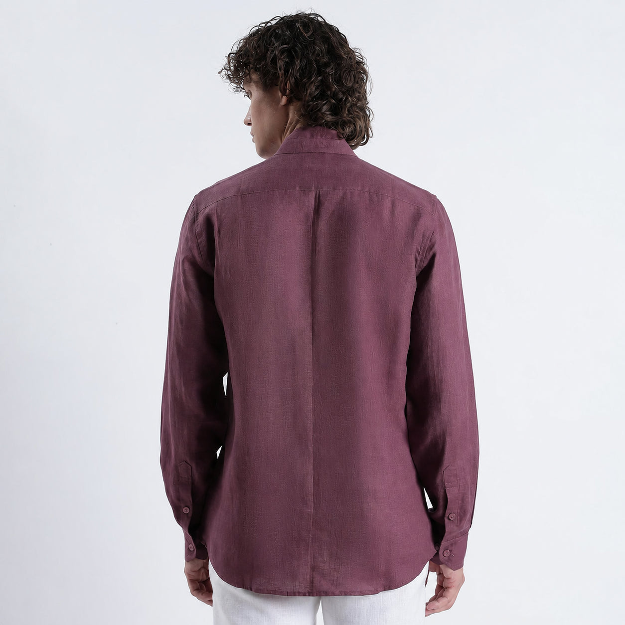 Vino – Premium High Collar Linen Shirt – Wine