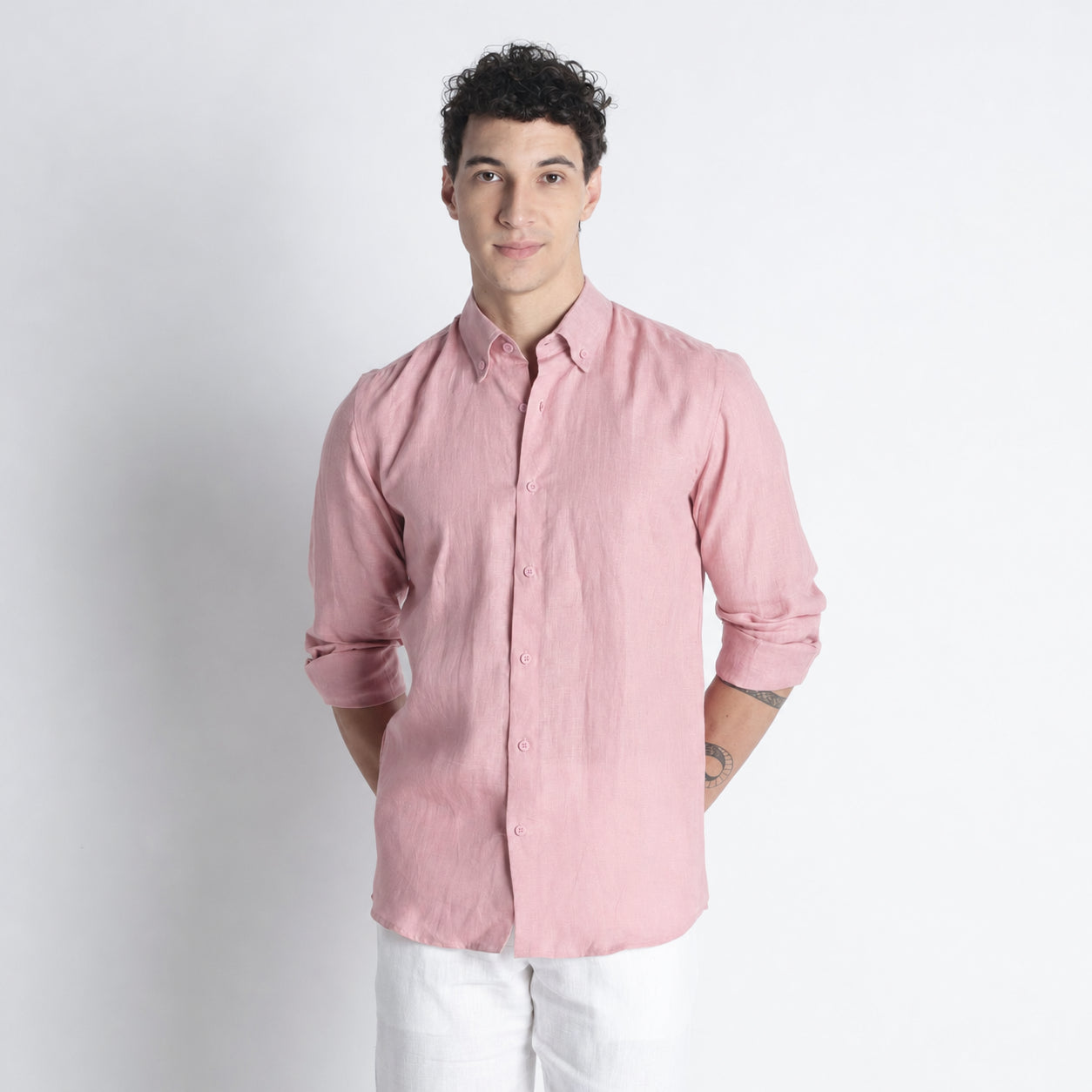 Countryman – Luxury Classic Button-Down Pure Linen Shirt – Bud