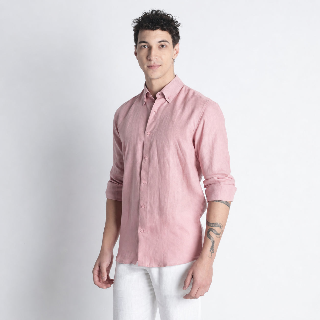 Countryman – Luxury Classic Button-Down Pure Linen Shirt – Bud