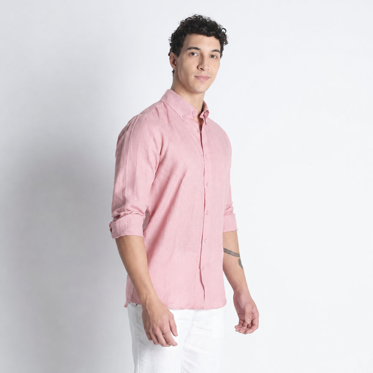 Countryman – Luxury Classic Button-Down Pure Linen Shirt – Bud