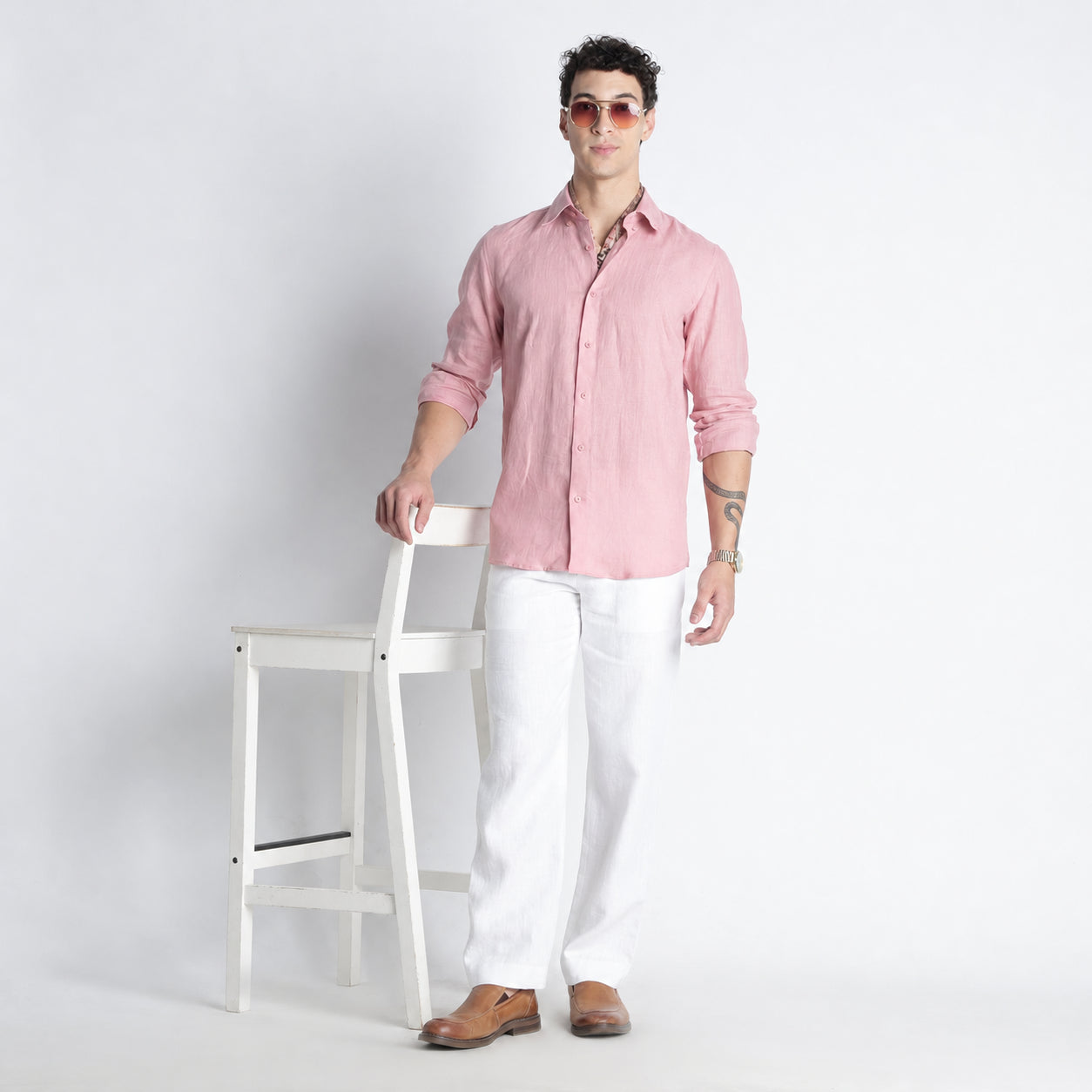 Countryman – Luxury Classic Button-Down Pure Linen Shirt – Bud