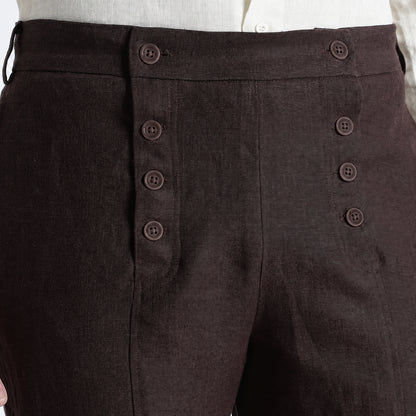 Urbano – Premium Sailor Button Linen Trousers – Coffee