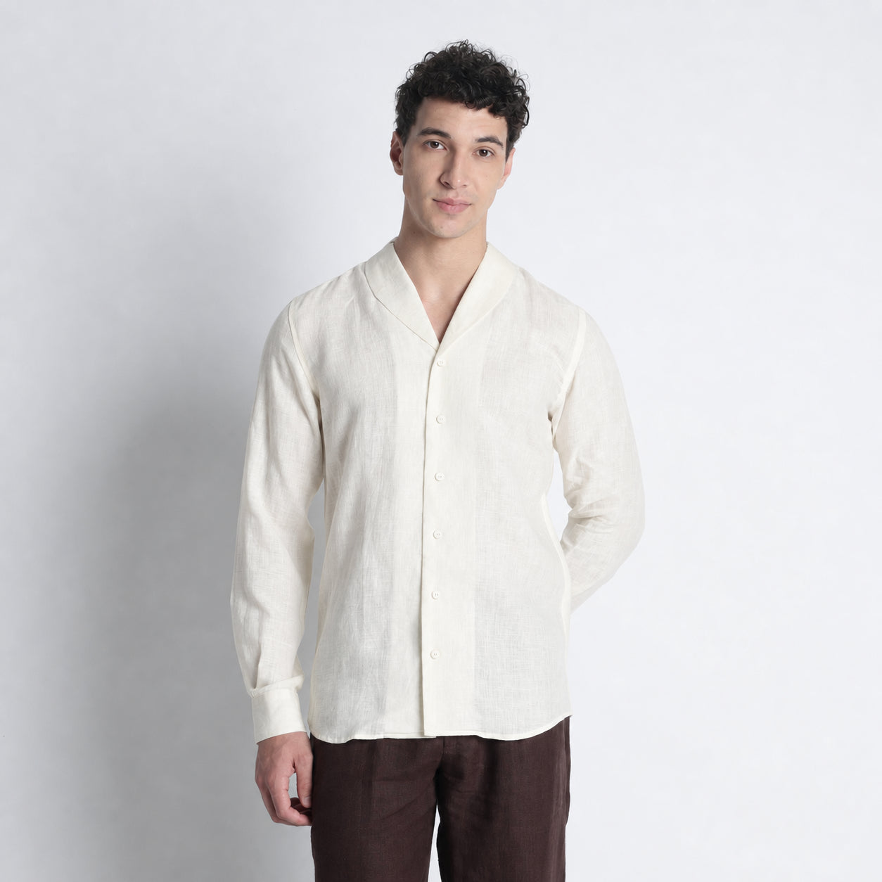 Serpent – Premium Shawl Collar Linen Shirt – Butter