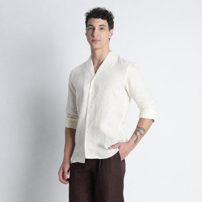Serpent – Premium Shawl Collar Linen Shirt – Butter
