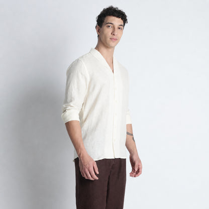 Serpent – Premium Shawl Collar Linen Shirt – Butter
