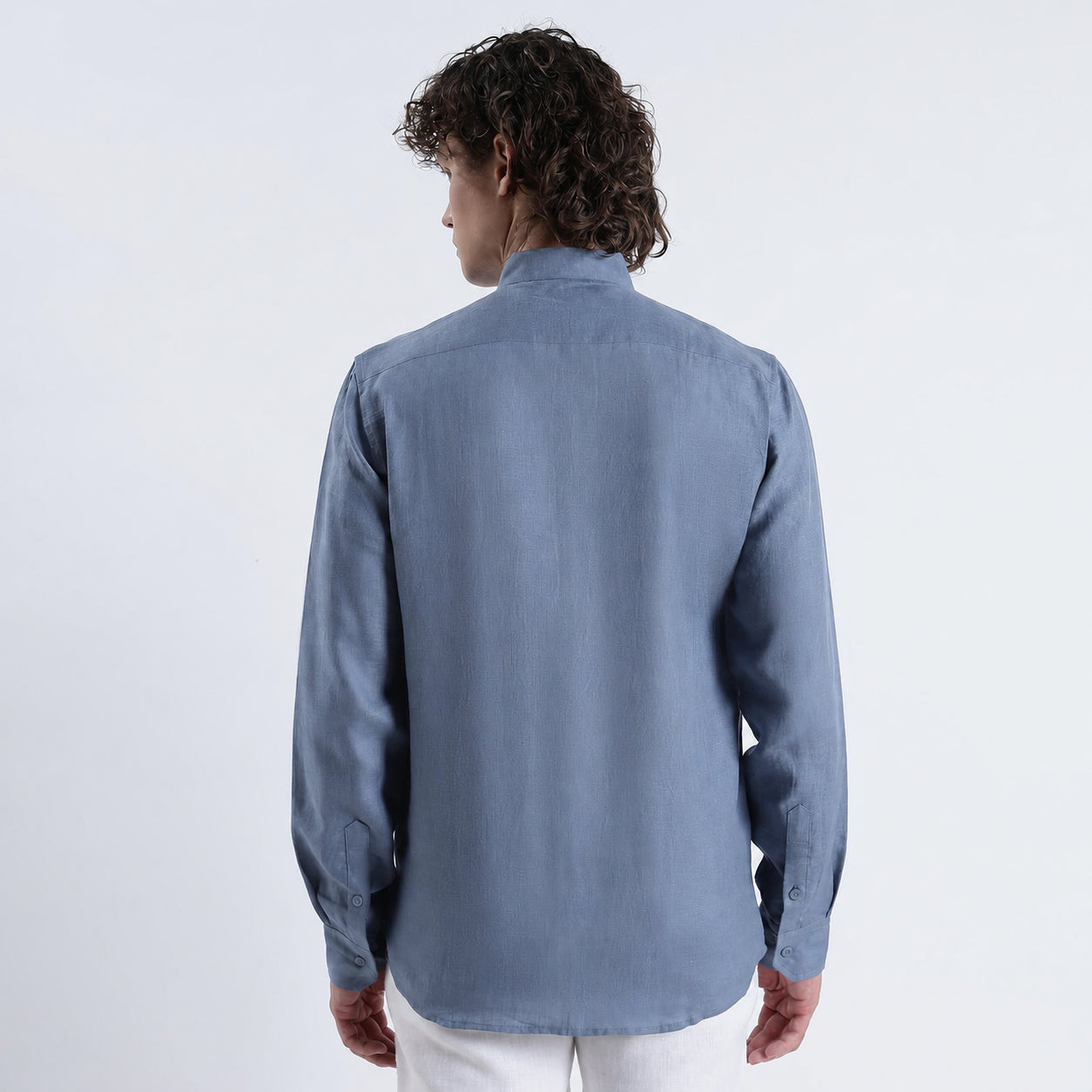 Lume – Premium Tulip Overlay Linen Shirt – Steel Blue