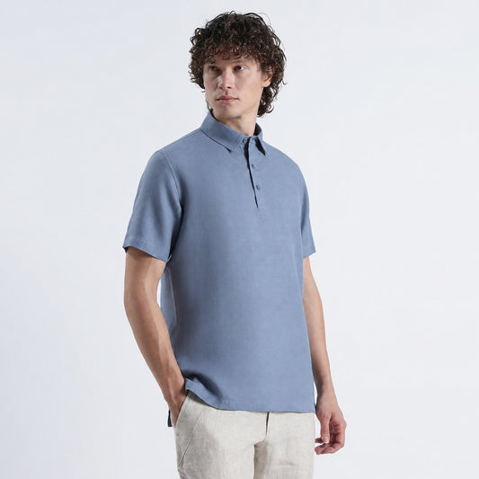 Shawshank – Premium Linen Polo Shirt – Steel Blue