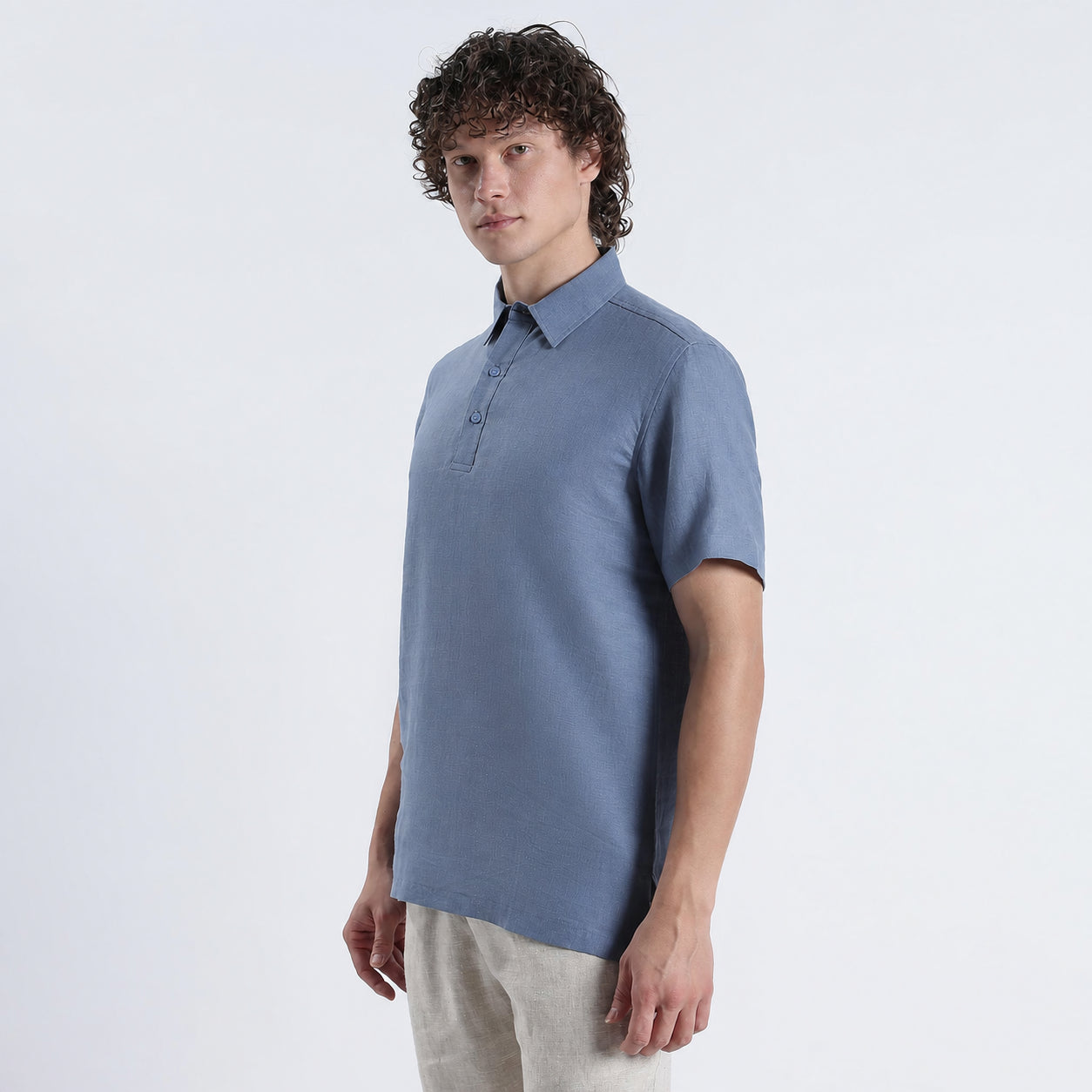 Shawshank – Premium Linen Polo Shirt – Steel Blue