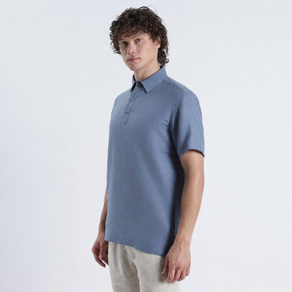 Shawshank – Premium Linen Polo Shirt – Steel Blue