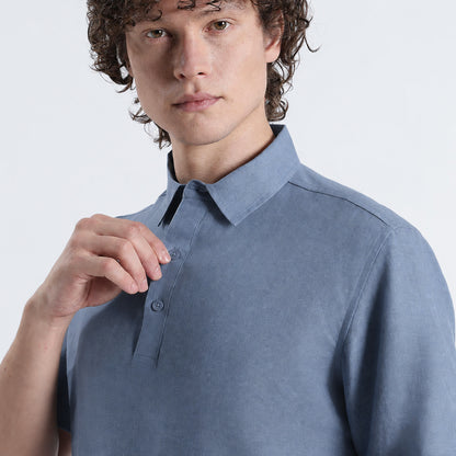 Shawshank – Premium Linen Polo Shirt – Steel Blue